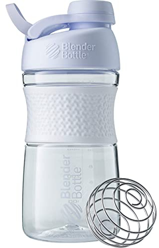 BlenderBottle Sportmixer Twist Tritan Trinkflasche mit BlenderBall, geeignet als Protein Shaker, Eiweißshaker, Wasserflasche oder für Fitness Shakes, BPA frei, skaliert bis 500 ml, 590 ml, weiß
