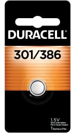 Duracell 301/386 Silver Oxide Button Battery, 1 Count Pack, 301/386 Battery, Long-Lasting for Watches, Medical Devices, Toys, and More