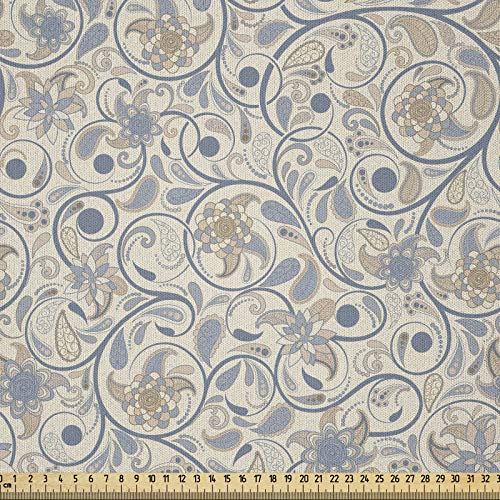 ABAKUHAUS Jahrgang Stoff als Meterware, Orientalische Schriftrolle, Microfaser Stoff für Dekoratives Basteln, 1M (230x100cm), Beige Hell und Dunkelbraun