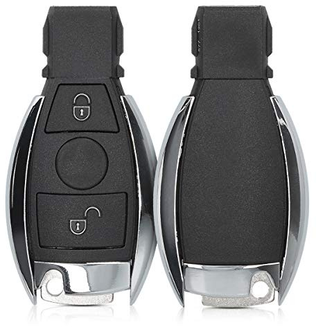 kwmobile Autoschlüssel Gehäuse kompatibel mit Mercedes Benz 2-Tasten Autoschlüssel (nur Keyless Go) - ohne Transponder Batterien Elektronik - Auto Schlüsselgehäuse - Schwarz