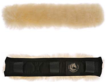 Merauno®,Paracollo in pelliccia di agnello per cavezza, briglia e briglia, protezione per cinghie e catena, 3 misure (14 cm/28 cm/32 cm), antracite, nero e marrone