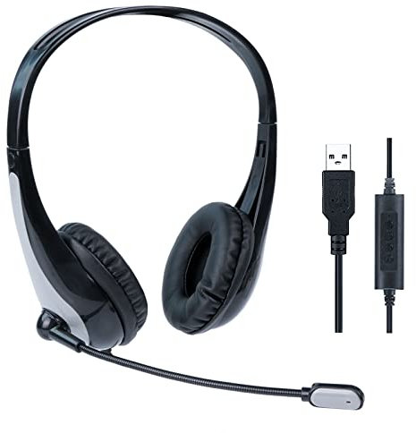 Monodeal USB Headset with Microphone, Wired Computer Laptop Headphones with Microphone for Call Center, Conference, Skype Calls, Google Voice, Office, Chats etc