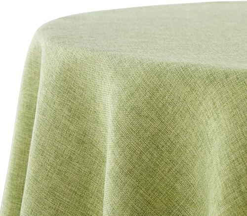 Decomira Bordsduk Vattenavvisande Linnelook - Fläckskydd, Tvättbar - Trädgårdsduk Utomhus, Dukmatbord - Grön - 140 cm Runt