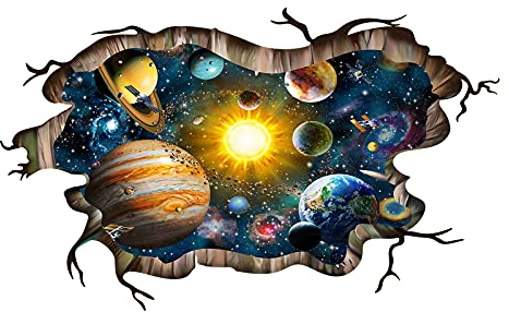 3D Brisé Bleu Cosmique GalaxieDécalcomanies murales, Magique Milky Voie lactée Extérieur l'espace Stickers muraux, Étoiles et solaire Système solaire Papier peint pour Enfants Garçons Plancher