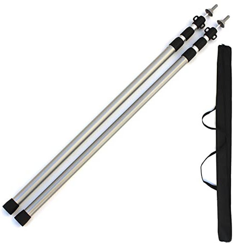 WOERD Aluminium Aufstellstange Zeltstange, Teleskopstange für Sonnensegel Campingplanen Zeltstangen Aus Edelstahl für Camping-Plane Shelter(Size:37-90in,Color:Silber)