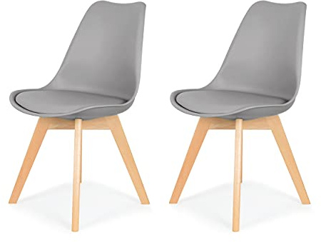 IHANA Dining Chair with Cushioned Pad Seat & Solid Beech Wood Legs for Mid Century Modern Dining Room Living Room Bedroom Kitchen & Lounge