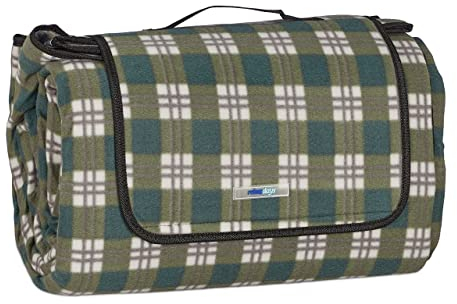 Relaxdays XXL Picknickdecke, 200x300 cm, isoliert, wasserdicht, Karierte Fleece Stranddecke, weich, mit Tragegriff, bunt