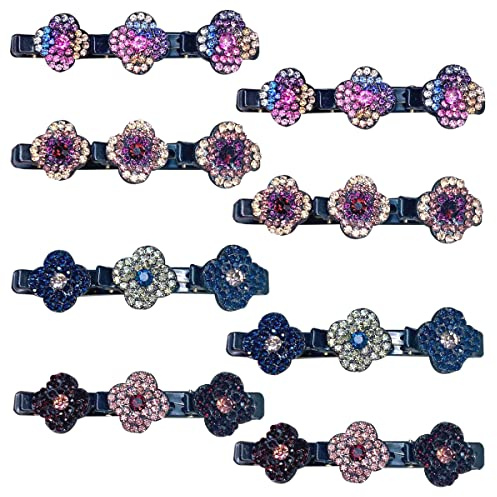 SUNSK Pinces à Cheveux En Strass Pour Femmes Bandeau à Double Couche à la Mode Fleurs Accessoires De Tête De Barrettes De Cheveux 8 pièces