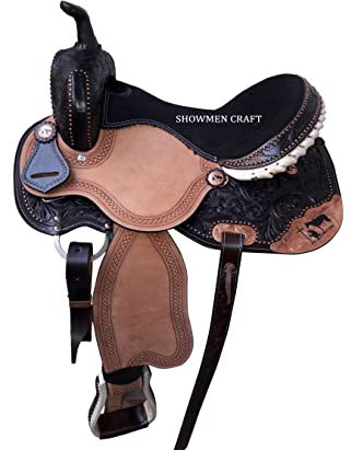 SHOWMEN CRAFT Westernsattel mit betendem Cowboy-Akzenten aus Kupfer mit Halfter und Brustkragen (43,2 cm)