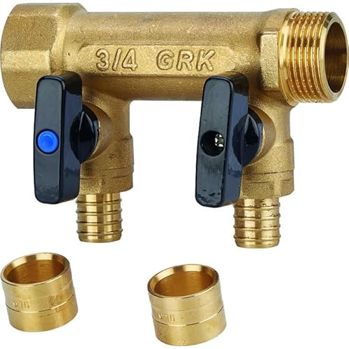 Collecteur avec vannes PER à glissement - GRK - M/F - 3/4 - Diamètre 16 mm - 2 sorties
