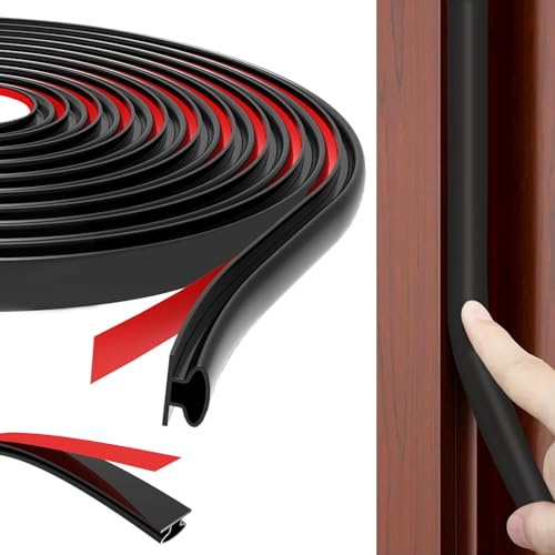 Lifuncren Türdichtung Dichtungsband Selbstklebend, Wasserdicht Türdichtungen Gummidichtung, Haustür Türrahmen Dichtung Flexibel, Fenster Abdichtungsband für Anti Kollision, Schalldichter (Schwarz,10m)