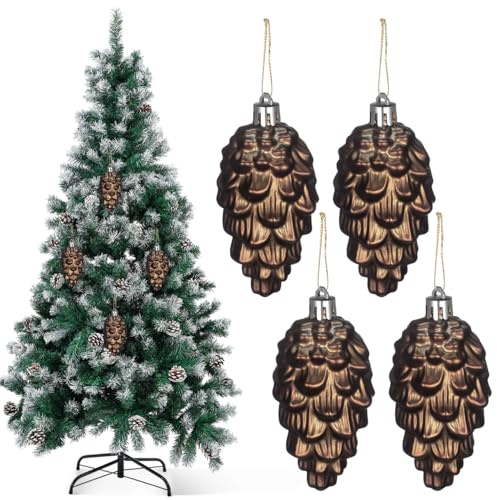 Kichvoe 8Pcs Christmas Pinecone Ornament Fall Hanging Pine Cone Ornament Shatterproof Pinecone Balls for Xmas Tree Fall Thanksgiving Day Decoration