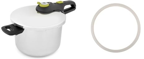 Tefal P2530738 Secure 5 Neo Stainless Steel Pressure Cooker, 6 L, Induction, Silver & X9010101 Sealing Ring 8/7/6/4L