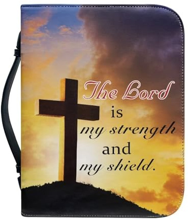 ZIATUBLES Tragbarer Bibeleinband, Buchhalter mit Tragegriff oben, für Damen und Herren, christliche Tasche, Bibel-Tragetasche für Studenten, Studium, Outdoor-Arbeit, Bibelvers Sonnenuntergang,