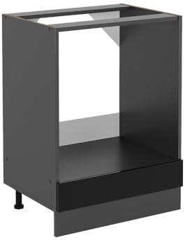 Vicco Meuble pour Four R-Line, Noir Haute Brillance, 60cm | ✓ Niche pour four · Sans plan de travail · Pieds réglables en hauteur · Librement combinable · Intégration facile