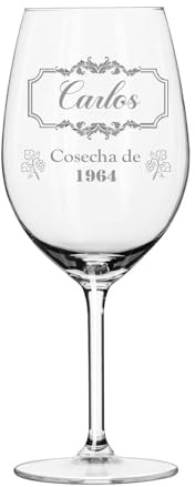 Curia Grabador Copa de Vino Personalizada - Copa de Cristal Grabada para Vino con el Nombre o Texto que quieras - Copa regalo para cumpleaños (1, Cosecha)