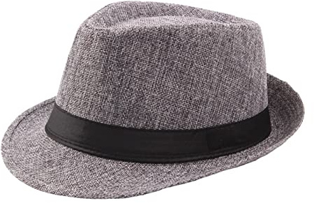 URTERYSER Chapeau de soleil Fedora à bord court - Couleur unie - Pour l'été - Accessoire de ganster, gris foncé, 28.00 * 22.00 * 10.00CM
