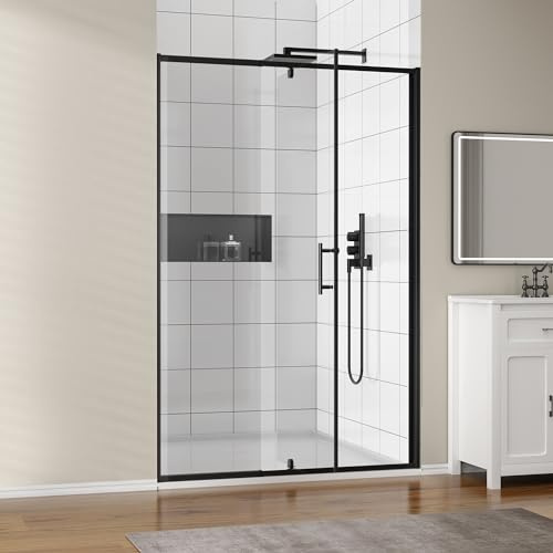 Findepot 44-48 W x 71 H Pivot Glass Shower Door, Pivot Shower Door with 1/4(6mm) Clear Glass, Matte Black