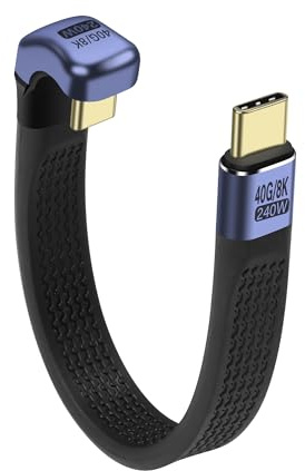 SinLoon 40 Gbit/s USB4 Typ C Verlängerungskabel 240 W 8K PD Schnellladung USB C auf USB C U-förmiges flaches ultradünnes FPC-Datenkabel geeignet für Laptops und Mobiltelefone
