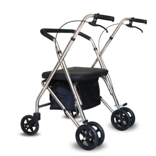 LIBRACTA Rollator Faltbar Und Leicht - Inklusive Tablett Und Korb -Für Kofferraum Klappbar Reise - Rollator Schmal Für Wohnung Höhe Verstellbar Mit Gepolsterter Sitz Mit Rückenlehne B
