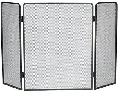 IMEITE Fireplace Doors Simple Fireplace Screen with Grid Tri-fold Screen Partition Spark Guardrail Folding Fire Cover Family Simple Fireplace Decorative Fireplace Screen