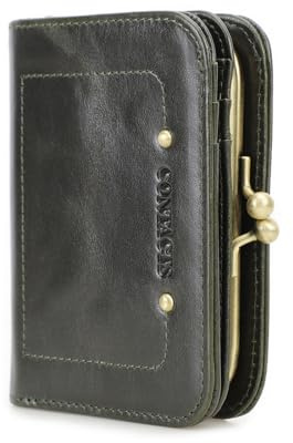 Contacts RFID-Geldbörse für Damen, mit Kussschloss, echtes Leder, kompakte Geldbörse mit Reißverschlussfach, Vintage-Stil, Kreditkartenhalter, kleine Clutch mit Ausweisfenster, 9 cm x 2.5 cm x 11.5 cm