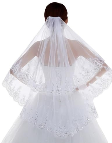 Whakano Braut Brautschleier,Schleier Elegante Braut Tüll mit Kamm,Hochzeit Brautschleier,Hochzeitsschleier aus Tüll,Hochzeit Zubehör Schleier für Hochzeit Junggesellinnenabschied Party,Weiß
