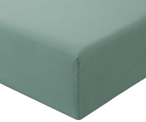 RUIKASI Spannbettlaken 90x200cm Salbeigrün Bettlaken - Oeko Tex Spannbetttuch 90x200 Bettbezug, Mikrofaser Betttuch Bett Laken Bezug 90 x 200 40 cm Tiefe Tasche, Bed Fitted Sheet Bedsheet