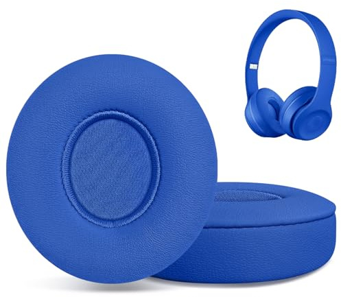 Almohadillas de repuesto para auriculares inalámbricos Beats Solo 2 y Solo 3, almohadillas para los oídos, almohadillas para auriculares, cubierta con piel de proteína suave, color azul