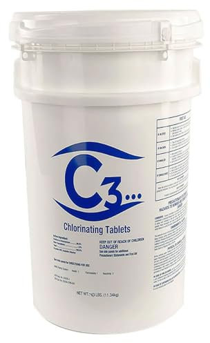 C3... Stabilisierte Chlortabs für Schwimmbäder, Whirlpools und Spas, langsam auflösende einzelne Chlortabletten, 18 kg Eimer