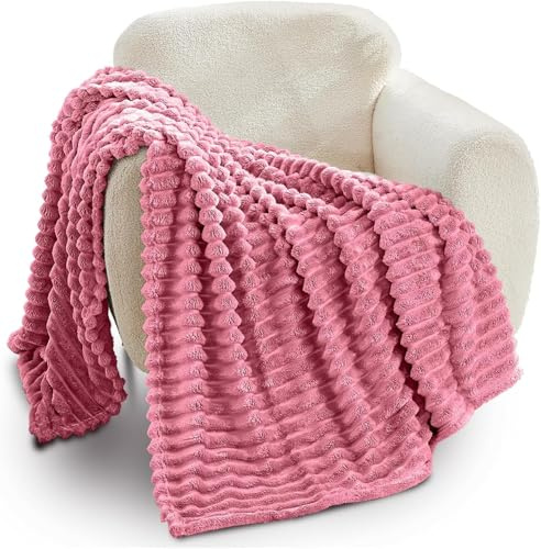GC GAVENO CAVAILIA Fleece Throw Blanket | Soft Fluffy Throws For Sofas, Bed, Settee, Couch | Extra Warm Large Blanket Throw | Easycare, Anti Allergic | Double 150x200 Cm | Berry
