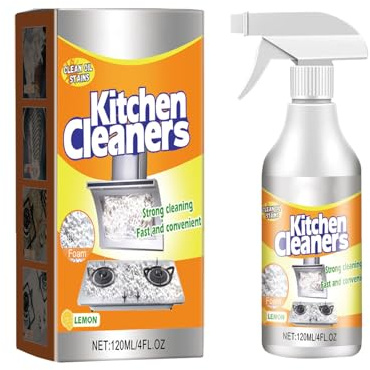 JAKEHOE Kitchen Foam Cleaner Household Stove Range Hood Stubborn Dirt Oil Stain Cleaning Oil Stain Clean 120ML HMR514 (Yellow, 9.3x11.8cm)