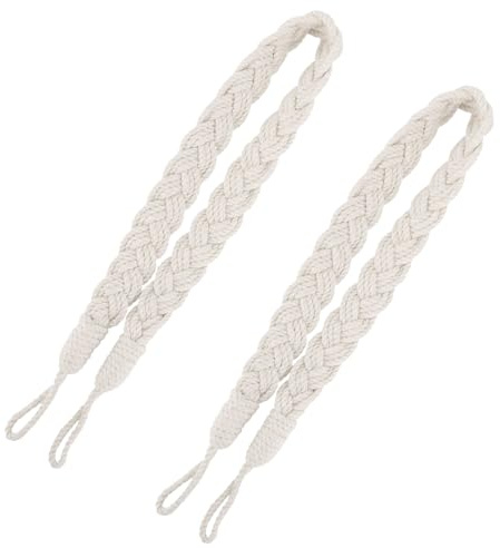 Raffhalter für Vorhänge, natürliche Baumwolle, handgestrickt, für Vorhänge, dekorative Vorhang-Raffhalter, beige, Boho-Vorhangbänder, geflochtene Vorhangschnalle, 2 Stück