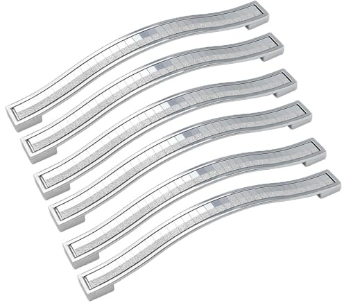 6Pcs Shiny Crystal Cabinet Handles, Glitter Drawer Pull Handles, Cupboard Pulls Furniture Door Pull Handles for Kitchen Wardrobe Cupboard 160mm