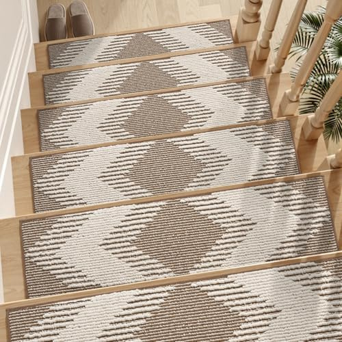 SIXHOME Tapis d'escalier antidérapant 7 Paquets de 76x20cm pour Les marches en Bois de sécurité antidérapant pour Les Personnes âgées et Les Enfants Auto-adhésif Non résiduel(Beige)