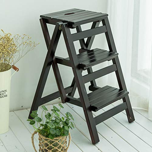 Taburete plegable de madera de 3 niveles, escalera multifuncional, ahorro de espacio, soporte colorido para plantas, duradero y versátil, taburete plegable para uso doméstico