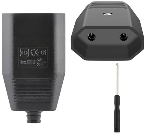 MejaRizon 2 Stücke Eurokupplung Flach, Kupplung 230V, Eurostecker Flach mit Schraubendreher, Schuko Kupplung Flach, Unterstützt 250V/2,5A Max Leistung Schutzkontakt Flachstecker (Schwarz)