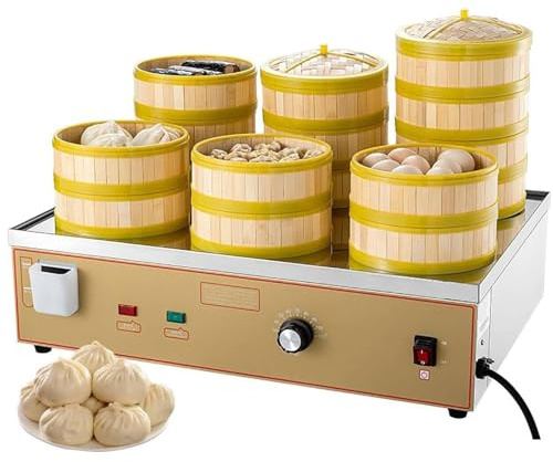 Vaporiera elettrica a 2/4/6 fori, macchina per panini al vapore commerciale, temperatura regolabile da 30 a 110 °C, con allarme di cottura a secco, per colazione, snack bar, ristorante, negozio di p