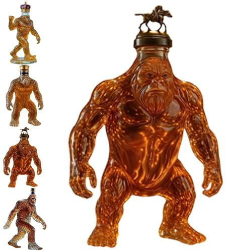 Botella de whisky Bigfoot, decantador coleccionable de vidrio único, vaso de whisky con forma de Bigfoot grabado en 3D para amantes del whisky.