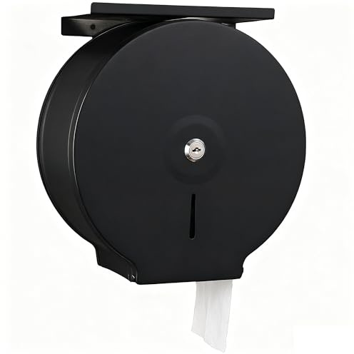 NICEME Distributeur de Serviettes en Acier Inoxydable verrouillable - Porte-Papier Toilette Professionnels - Diamètre 255mm Broche 40mm - Noir