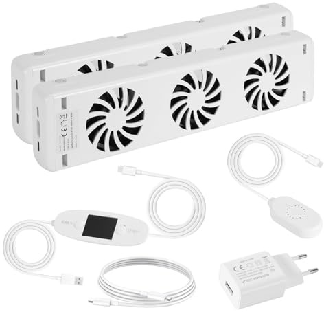 Eikuavons Ventilatori per riscaldamento, 2 pezzi, ventilatori per radiatori e termosifoni, ventola di riscaldamento per risparmiare energia e costi di riscaldamento, flusso d'aria: 60 CFM/51 m³/h