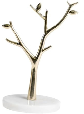 VILLCASE Soporte Colgante para Joyas Forma de Árbol Exhibidor de Joyas Ramas Doradas y Base de Mármol Blanco Organizador Multifuncional para Pendientes Collares y Anillos Adecuado para
