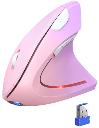 TECKNET Ergonomische Bluetooth Maus, Wiederaufladbar Kabellose Vertikale Maus (BT 5.0/3.0 + 2.4G), 6 Einstellstufen bis 4800 DPI, Optische Leise funkmaus für Windows, MacOS, Android, iPadOS