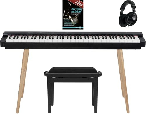 Classic Cantabile SP-316 Stage Piano Home Set Schwarz, 20 Voices, Pianobank | 88 anschlagsdynamische Hammertasten, Graduierte Gewichtung der Tasten, DAAS-Sampling-Technologie, 20 Rhythmen, 50 Demo-Songs