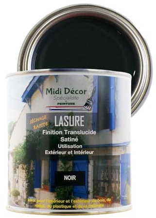 Rustins peinture à l'eau lasure, mate, pour tous types de bois et métaux intérieurs et extérieurs – 35 m² (2,5 l, Noir)