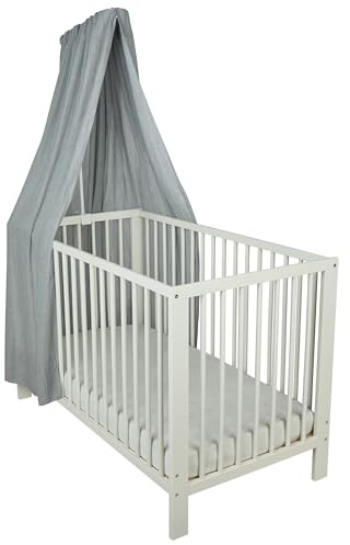 Sterntaler Betthimmel, luftiger Gaze-Stoff, leichter Baby-Betthimmel für Kinderbett, dekorativ und atmungsaktiv, 160×300×0,5 cm, hellgrau