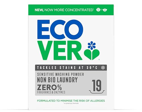 Ecover Zero Non-Bio Laundry Detergent Powder, For Sensitive Skin, Laundry Washing Detergent for Baby Laundry, 1 x 19 Washes, 1 x 0.95kg