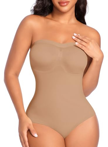 Werena Strapless Shapewear Bodysuit for Women Tummy Control | Seamless Butt Lifting Body Shaper, Shaping Slimming Body Suit With 2 Removable Straps, Convenient Crotch Closure, No Bra Pads