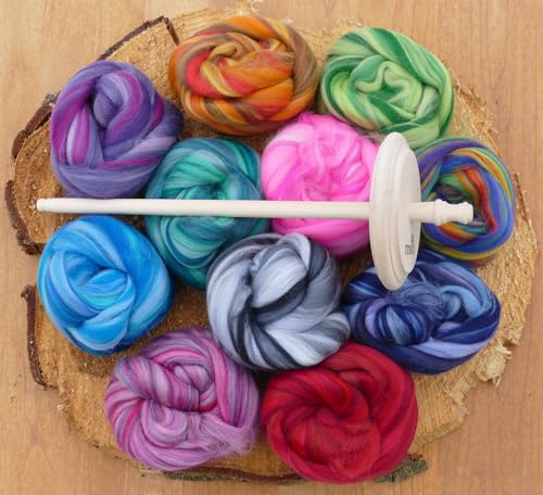theofeel Handspindel Set inkl. 250 g Kammzugwolle