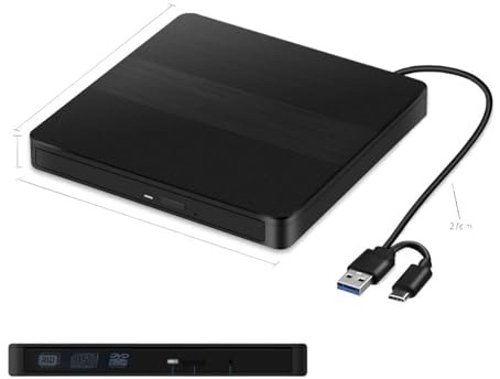 TUdcgjSXF Portable 2-in-1 USB3.0 Type-C Slim External DVD RW CD Writer Drive Burner Reader Player Optical Drives For Laptop PC